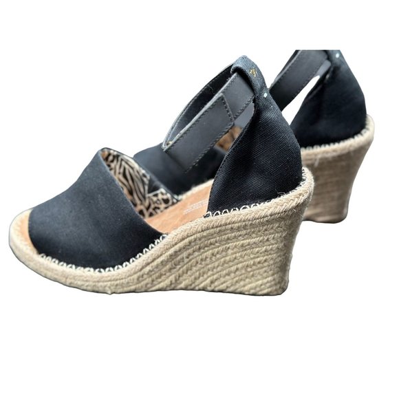 Toms Womens Marisol Wedge Sandal Adjustable Hook and Loop Strap Black Size 6M - Picture 7 of 12